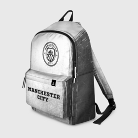 Рюкзак 3D с принтом Manchester City   white gradient по центру в Ухте, 100% полиэстер | лямки с регулируемой длиной, сверху петелька, чтобы рюкзак можно было повесить на вешалку. Основное отделение закрывается на молнию, как и внешний карман. Внутри два дополнительных кармана, один из которых закрывается на молнию. По бокам два дополнительных кармашка | Тематика изображения на принте: 