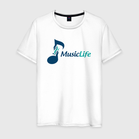 Мужская футболка хлопок с принтом Music life в городе Новоалтайск, 100% хлопок | прямой крой, круглый вырез горловины, длина до линии бедер, слегка спущенное плечо. | Тематика изображения на принте: 
