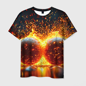 Мужская футболка 3D Шар для боулинга в огне: в Ухте, 100% полиэфир | прямой крой, круглый вырез горловины, длина до линии бедер |