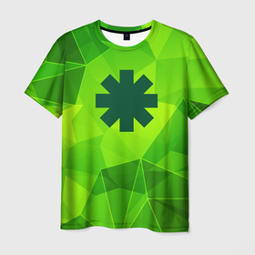 Мужская футболка 3D с принтом Red Hot Chili Peppers green poly в городе Новоалтайск, 100% полиэфир | прямой крой, круглый вырез горловины, длина до линии бедер | Тематика изображения на принте: 