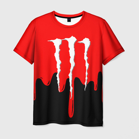 Мужская футболка 3D с принтом Monster energy жидкие краски в городе Новоалтайск, 100% полиэфир | прямой крой, круглый вырез горловины, длина до линии бедер | Тематика изображения на принте: 
