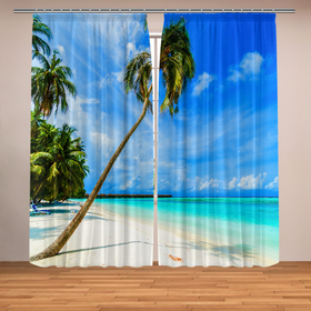 Фотошторы с принтом Maldives в Петрозаводске, Блэкаут (светозащита 90%) / Габардин (светозащита 40% | 2 полотна шириной по 145 см; Высота 200-300 см; Крепление: шторная лента (на крючки); | 