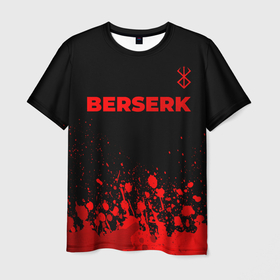 Мужская футболка 3D с принтом Berserk   red gradient посередине в Ухте, 100% полиэфир | прямой крой, круглый вырез горловины, длина до линии бедер | Тематика изображения на принте: 
