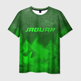 Мужская футболка 3D с принтом Jaguar   green gradient посередине в Петрозаводске, 100% полиэфир | прямой крой, круглый вырез горловины, длина до линии бедер | Тематика изображения на принте: 