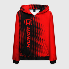 Мужская толстовка 3D на молнии с принтом Honda   red gradient по вертикали в городе Новоалтайск, 100% полиэстер | длина до линии бедра, манжеты и пояс оформлены мягкой тканевой резинкой, двухслойный капюшон со шнурком для регулировки, спереди молния, по бокам два кармана | Тематика изображения на принте: 