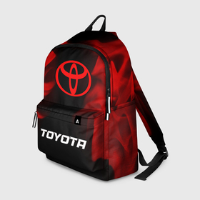 Рюкзак 3D с принтом Toyota   red gradient по центру в городе Новоалтайск, 100% полиэстер | лямки с регулируемой длиной, сверху петелька, чтобы рюкзак можно было повесить на вешалку. Основное отделение закрывается на молнию, как и внешний карман. Внутри два дополнительных кармана, один из которых закрывается на молнию. По бокам два дополнительных кармашка | Тематика изображения на принте: 