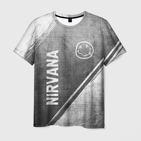 Мужская футболка 3D с принтом Nirvana   grey gradient вертикально в городе Новоалтайск, 100% полиэфир | прямой крой, круглый вырез горловины, длина до линии бедер | 