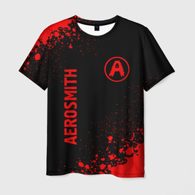 Мужская футболка 3D с принтом Aerosmith   red gradient вертикально в городе Новоалтайск, 100% полиэфир | прямой крой, круглый вырез горловины, длина до линии бедер | 