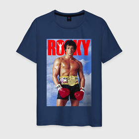 Мужская футболка хлопок с принтом Rocky   Stallone в Петрозаводске, 100% хлопок | прямой крой, круглый вырез горловины, длина до линии бедер, слегка спущенное плечо. | Тематика изображения на принте: 