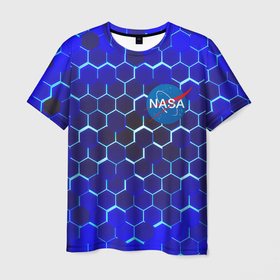 Мужская футболка 3D с принтом Nasa голубая броня в городе Новоалтайск, 100% полиэфир | прямой крой, круглый вырез горловины, длина до линии бедер | 