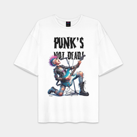 Женская футболка Oversize хлопок premium с принтом Punks not dead   slogan ai art в городе Новоалтайск,  |  | 