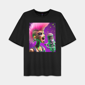 Женская футболка Oversize хлопок premium с принтом Barbie and punks not dead motto в городе Новоалтайск,  |  | 