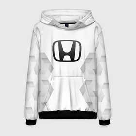 Мужская толстовка 3D с принтом Honda white poly в городе Новоалтайск, 100% полиэстер | двухслойный капюшон со шнурком для регулировки, мягкие манжеты на рукавах и по низу толстовки, спереди карман-кенгуру с мягким внутренним слоем. | Тематика изображения на принте: 