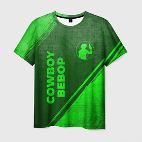 Мужская футболка 3D с принтом Cowboy Bebop   green gradient вертикально в городе Новоалтайск, 100% полиэфир | прямой крой, круглый вырез горловины, длина до линии бедер | 