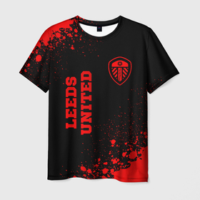 Мужская футболка 3D с принтом Leeds United   red gradient вертикально в городе Новоалтайск, 100% полиэфир | прямой крой, круглый вырез горловины, длина до линии бедер | 