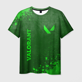 Мужская футболка 3D с принтом Valorant   green gradient вертикально в городе Новоалтайск, 100% полиэфир | прямой крой, круглый вырез горловины, длина до линии бедер | 