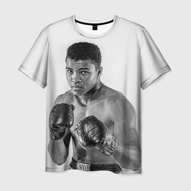 Мужская футболка 3D с принтом Young Muhammad Ali в Ухте, 100% полиэфир | прямой крой, круглый вырез горловины, длина до линии бедер | 