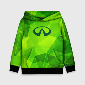 Детская толстовка 3D с принтом Infiniti green poly в Рязани, 100% полиэстер | двухслойный капюшон со шнурком для регулировки, мягкие манжеты на рукавах и по низу толстовки, спереди карман-кенгуру с мягким внутренним слоем | Тематика изображения на принте: 