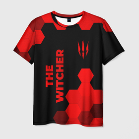 Мужская футболка 3D с принтом The Witcher   red gradient вертикально в городе Новоалтайск, 100% полиэфир | прямой крой, круглый вырез горловины, длина до линии бедер | 