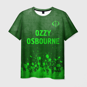 Мужская футболка 3D с принтом Ozzy Osbourne   green gradient посередине в Ухте, 100% полиэфир | прямой крой, круглый вырез горловины, длина до линии бедер | 