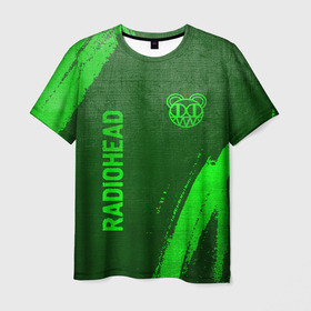 Мужская футболка 3D с принтом Radiohead   green gradient вертикально в городе Новоалтайск, 100% полиэфир | прямой крой, круглый вырез горловины, длина до линии бедер | 