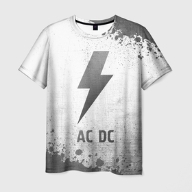 Мужская футболка 3D с принтом AC DC   white gradient в Архангельске, 100% полиэфир | прямой крой, круглый вырез горловины, длина до линии бедер | Тематика изображения на принте: 