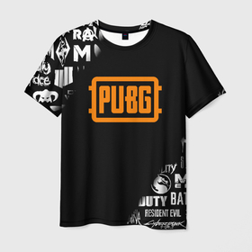 Мужская футболка 3D с принтом Pubg логотипы игр в Ухте, 100% полиэфир | прямой крой, круглый вырез горловины, длина до линии бедер | Тематика изображения на принте: 
