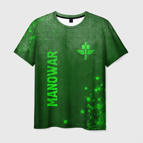 Мужская футболка 3D с принтом Manowar   green gradient вертикально в городе Новоалтайск, 100% полиэфир | прямой крой, круглый вырез горловины, длина до линии бедер | 