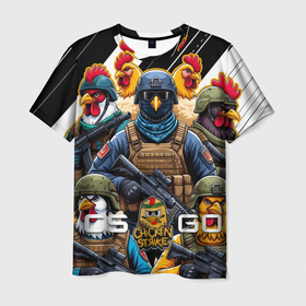 Мужская футболка 3D с принтом Cs:go куриная команда в городе Новоалтайск, 100% полиэфир | прямой крой, круглый вырез горловины, длина до линии бедер | 