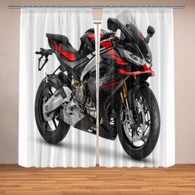 Фотошторы с принтом Aprilia RS660 в Петрозаводске, Блэкаут (светозащита 90%) / Габардин (светозащита 40% | 2 полотна шириной по 145 см; Высота 200-300 см; Крепление: шторная лента (на крючки); | 