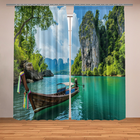Фотошторы с принтом Таиланд природа в городе Новоалтайск, Блэкаут (светозащита 90%) / Габардин (светозащита 40% | 2 полотна шириной по 145 см; Высота 200-300 см; Крепление: шторная лента (на крючки); | 