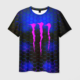 Мужская футболка 3D с принтом Monster energy неоновая броня в городе Новоалтайск, 100% полиэфир | прямой крой, круглый вырез горловины, длина до линии бедер | Тематика изображения на принте: 