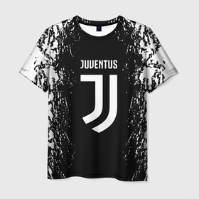 Мужская футболка 3D с принтом Juventus краски белые в городе Новоалтайск, 100% полиэфир | прямой крой, круглый вырез горловины, длина до линии бедер | Тематика изображения на принте: 