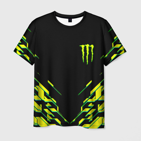 Мужская футболка 3D с принтом Monster energy кислотная геометрия в городе Новоалтайск, 100% полиэфир | прямой крой, круглый вырез горловины, длина до линии бедер | Тематика изображения на принте: 