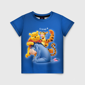 Детская футболка 3D с принтом Winnie the Pooh   friends , 100% гипоаллергенный полиэфир | прямой крой, круглый вырез горловины, длина до линии бедер, чуть спущенное плечо, ткань немного тянется | 