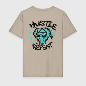 Мужская футболка хлопок с принтом Hustle love repeat, граффити, уличный стиль в городе Новоалтайск, 100% хлопок | прямой крой, круглый вырез горловины, длина до линии бедер, слегка спущенное плечо. | Тематика изображения на принте: 