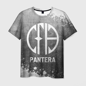 Мужская футболка 3D с принтом Pantera   grey gradient в Петрозаводске, 100% полиэфир | прямой крой, круглый вырез горловины, длина до линии бедер | Тематика изображения на принте: 