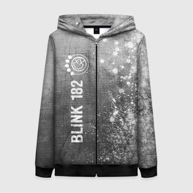 Женская толстовка 3D на молнии с принтом Blink 182   grey gradient по вертикали в Ухте, 100% полиэстер | длина до линии бедра, манжеты и пояс оформлены мягкой тканевой резинкой, двухслойный капюшон со шнурком для регулировки, спереди молния, по бокам два кармана | 
