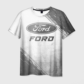 Мужская футболка 3D с принтом Ford   white gradient в Петрозаводске, 100% полиэфир | прямой крой, круглый вырез горловины, длина до линии бедер | 