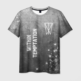 Мужская футболка 3D с принтом Within Temptation   grey gradient вертикально в городе Новоалтайск, 100% полиэфир | прямой крой, круглый вырез горловины, длина до линии бедер | 