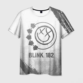 Мужская футболка 3D с принтом Blink 182   white gradient в Ухте, 100% полиэфир | прямой крой, круглый вырез горловины, длина до линии бедер | 