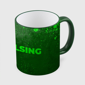 Кружка с полной запечаткой с принтом Hellsing   green gradient по горизонтали , керамика | ёмкость 330 мл | Тематика изображения на принте: 