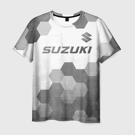Мужская футболка 3D с принтом Suzuki   white gradient посередине в Ухте, 100% полиэфир | прямой крой, круглый вырез горловины, длина до линии бедер | Тематика изображения на принте: 