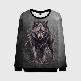 Мужской свитшот 3D с принтом The fierce wolf в городе Новоалтайск, 100% полиэстер с мягким внутренним слоем | круглый вырез горловины, мягкая резинка на манжетах и поясе, свободная посадка по фигуре | 