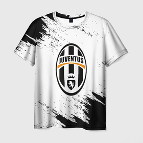 Мужская футболка 3D с принтом Juventus черно белые краски в городе Новоалтайск, 100% полиэфир | прямой крой, круглый вырез горловины, длина до линии бедер | 