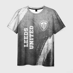 Мужская футболка 3D с принтом Leeds United   grey gradient вертикально в городе Новоалтайск, 100% полиэфир | прямой крой, круглый вырез горловины, длина до линии бедер | 