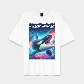 Женская футболка Oversize хлопок premium с принтом Space killer whale   ai art fantasy в городе Новоалтайск,  |  | 
