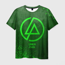 Мужская футболка 3D с принтом Linkin Park   green gradient в Архангельске, 100% полиэфир | прямой крой, круглый вырез горловины, длина до линии бедер | Тематика изображения на принте: 