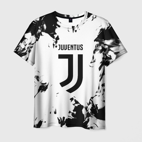 Мужская футболка 3D с принтом Juventus черно белые краски в городе Новоалтайск, 100% полиэфир | прямой крой, круглый вырез горловины, длина до линии бедер | 