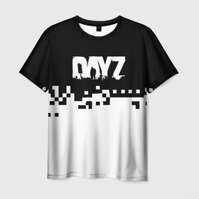 Мужская футболка 3D с принтом Dayz черно белые пиксели в городе Новоалтайск, 100% полиэфир | прямой крой, круглый вырез горловины, длина до линии бедер | 